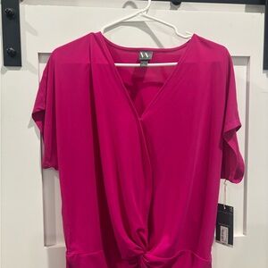 Worthington Fuchsia/Magenta Twist Front Blouse
